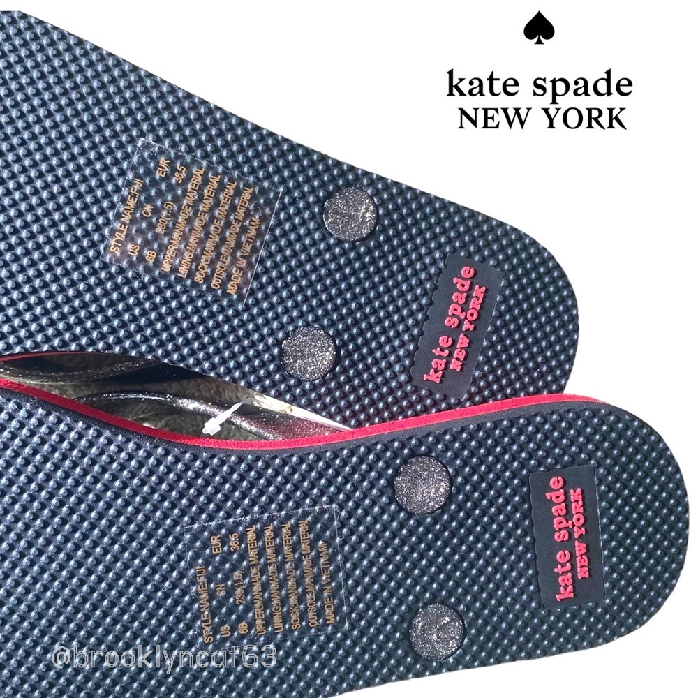 Kate Spade New York Fiji Flip Flops Sandals Lips Lingonberry Black Red SZ 6 - Picture 11 of 11